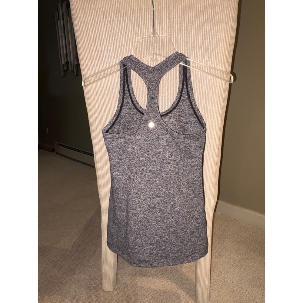 Lululemon Racerback Tank Top Heathered Grey Black‎ Space Dye Sporty Womens